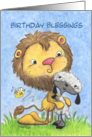 Birthday Blessings-Lion and Lamb Hugs card