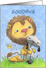 Goodbye/Miss You-Lion and Lamb Hugs card