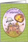 Happy Thanksgiving Day for Godparents-Lion and Lamb Thankful card