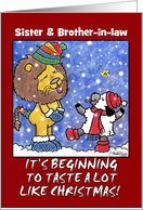 Customizable Christmas for Sister & Brother-in-law- Catch Snowflakes card