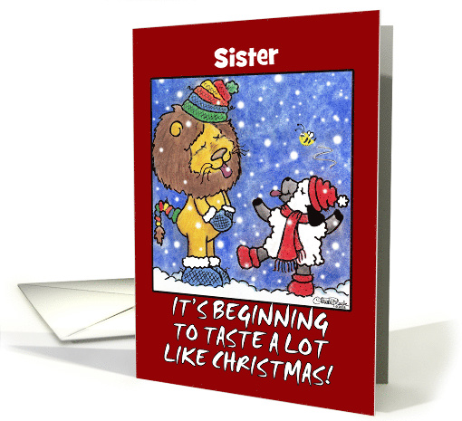 Customizable Christmas for Sister - Catch Snowflakes card (1010423)