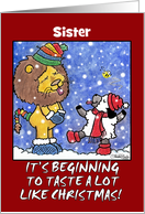 Customizable Christmas for Sister - Catch Snowflakes card