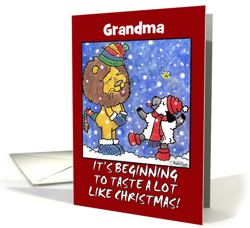 Customizable Christmas for Grandma - Catch Snowflakes card (1010481)