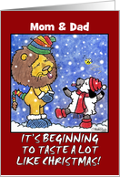 Customizable Christmas for Parents - Catch Snowflakes card