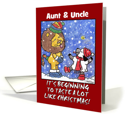 Customizable Christmas for Aunt & Uncle- Catch Snowflakes card