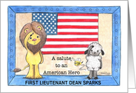 Thank You Military Service/Vet-Salute to American Hero, Lion and Lamb card