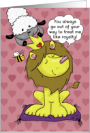 Happy Valentine’s Day, Lion and Lamb, Treat Like Royalty card