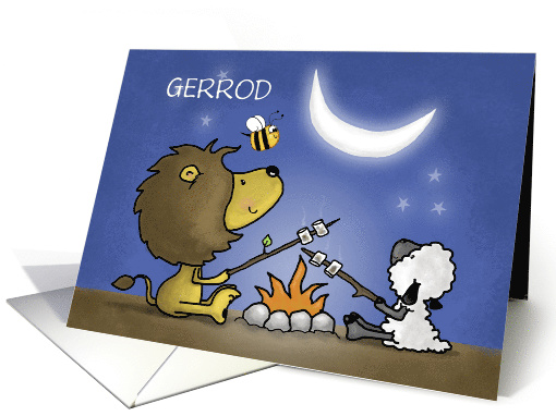 Customizable Name, Gerrod-Have Fun At Camp- Lion and Lamb Camp card