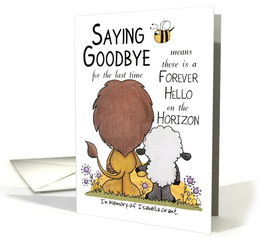 Customizable Name, Sorry for Your Loss,Saying Goodbye,Lion & Lamb card