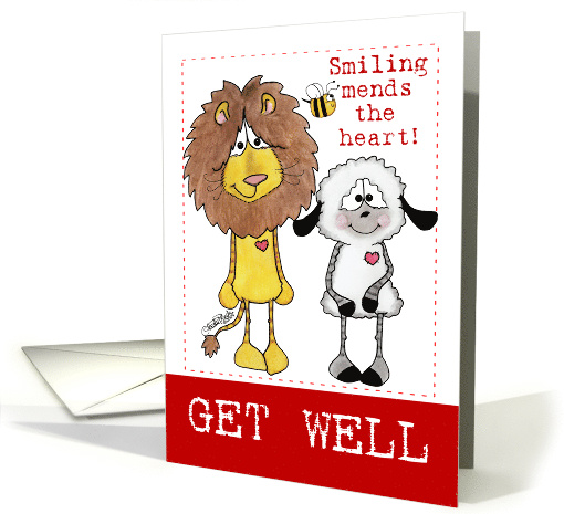 Get Well after Heart Surgery, Lion & Lamb, Smiling Mends... (1559990)