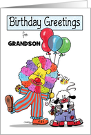 Customizable Birthday for Grandson, Lion & Lamb Clowning Around card