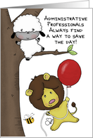 Happy Administrative Professionals Day, Save the Day, Lion and Lamb card