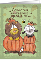 Thanksgiving for Godmother-Lion and Lamb in Pumpkins card