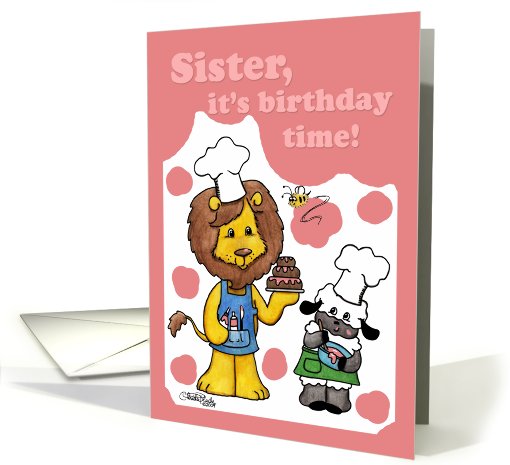 Lion and Lamb Icing- Birthday Time for Sister card (665560)