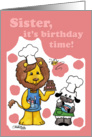 Lion and Lamb Icing- Birthday Time for Sister card