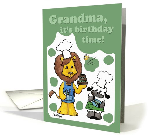 Lion and Lamb Icing- Birthday Time for Grandma card (665568)