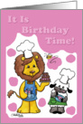 Lion and Lamb Icing- Birthday Time Invitation card