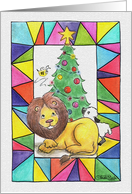 Lion and Lamb Stained Glass-Christmas Greetings card