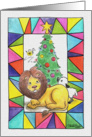 Lion and Lamb Stained Glass-Christmas Greetings card