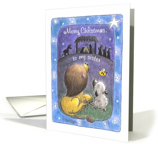 For Sister-Lion and Lamb-Merry Christmas card (675521)