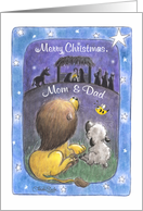 For Mom and Dad-Lion and Lamb-Merry Christmas card