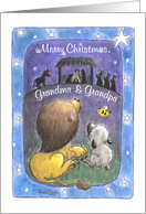 For Grandma and Grandpa-Lion and Lamb-Merry Christmas card