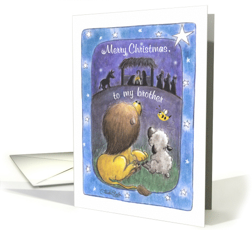 For Brother-Lion and Lamb-Merry Christmas card (675529)