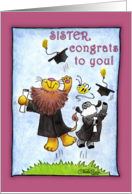 Graduation For Sister-Lion and Lamb-Hats Off card