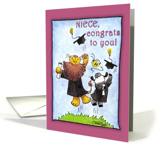 Graduation For Niece-Lion and Lamb-Hats Off card (678812)