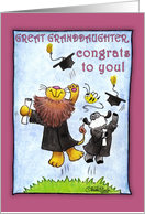 Graduation For Great Granddaughter-Lion and Lamb-Hats Off card