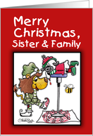 Christmas For Sister and family-Lion and Lamb-Making Candy Canes card