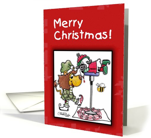 Christmas -Lion and Lamb-Making Candy Canes card (722321)