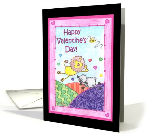 Happy Valentine's -Lion and Lamb Jumping Through the... (752978)