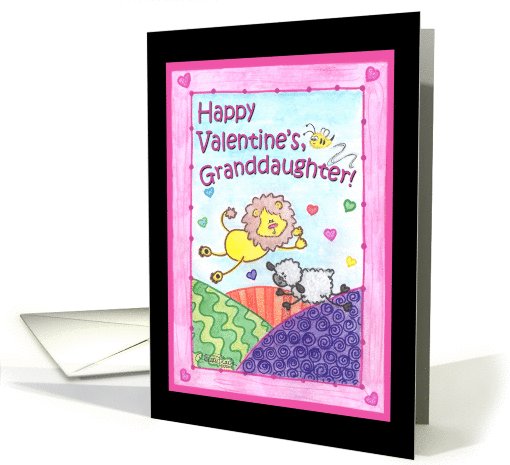 Happy Valentine's Granddaughter -Lion and Lamb Jumping... (752983)
