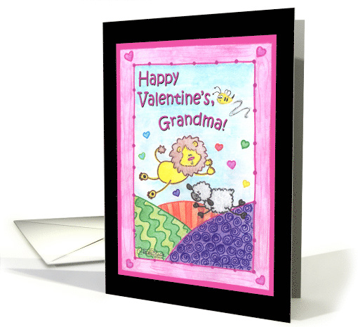 Happy Valentine's Grandma -Lion and Lamb Jumping Through... (752985)