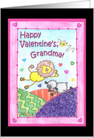 Happy Valentine’s Grandma -Lion and Lamb Jumping Through the Fields of Love card