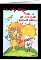 Happy Valentine’s for wife -Lion and Lamb- No One More Special Than Ewe card