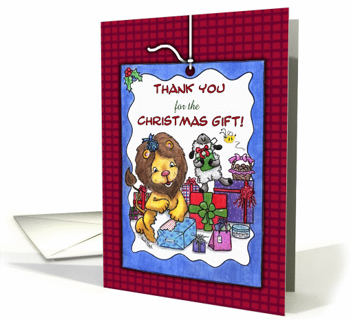 Thank You for Christmas Gift-Lion and Lamb -Presents card (888900)