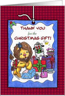 Thank You for Christmas Gift-Lion and Lamb -Presents card