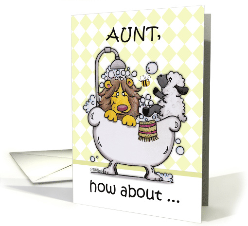 Happy Birthday for Aunt-Lion and Lamb -Bubbly card (895877)