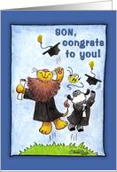 Graduation For Son-Lion and Lamb-Hats Off card