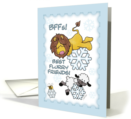 Christmas Greetings, Lion and Lamb, BFF Snowflakes card (942530)
