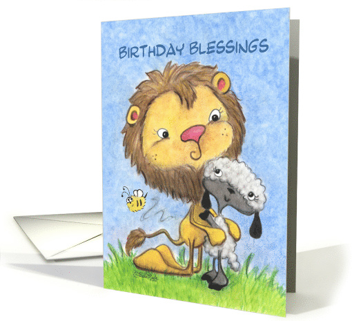 Birthday Blessings-Lion and Lamb Hugs card (942552)