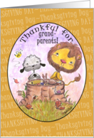 Happy Thanksgiving Day for Grandparents-Lion and Lamb Thankful card