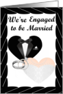 We’re Engaged- caucasian- Silver Rings, Tux and Gown card