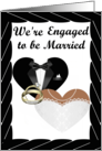 We’re Engaged- african american- Gold Rings, Tux and Gown card