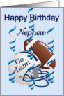 Happy Birthday Nephew - Football and helmet, blue background card