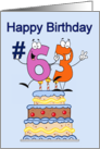 Happy Birthday #63 - Cake with candles and #63, blue background card