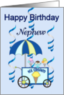 Happy Birthday Nephew - Ice Cream cart, ice cream, streamers card