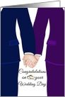 Wedding Day Gay Couple- Congratulations - Two Men holding hands card